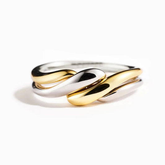 Huitan Trendy Two Tone Twist Ring