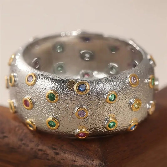 Huitan Two Tone Women Ring